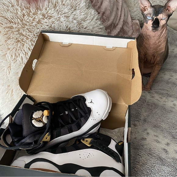 Size 5.5Y Jordan 6 Rings GG White/Gold/Black - Picture 1 of 4